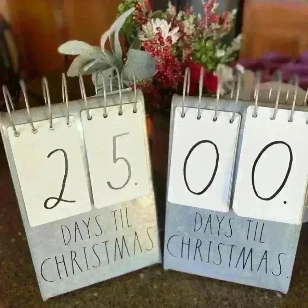 NEW Rae Dunn Christmas Countdown DAYS TILL CHRISTMAS - Metal Flip Calendar Sign!
